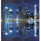 Wallpapers mural blue mirror view of night city lights