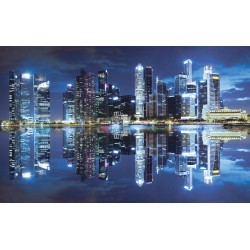 Wallpapers mural blue mirror view of night city lights