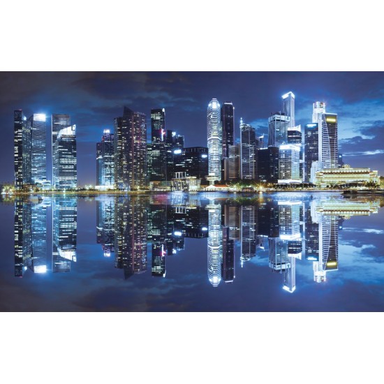 Wallpapers mural blue mirror view of night city lights