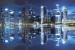 Wallpapers mural blue mirror view of night city lights