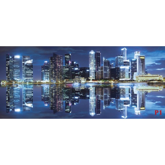Wallpapers mural blue mirror view of night city lights