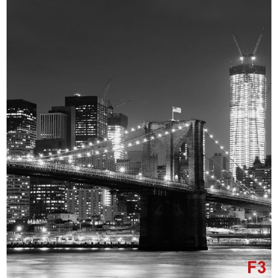 Photo murals night view with a bridge in Manhattan in 3 colors