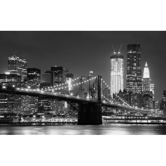 Photo murals night view with a bridge in Manhattan in 3 colors