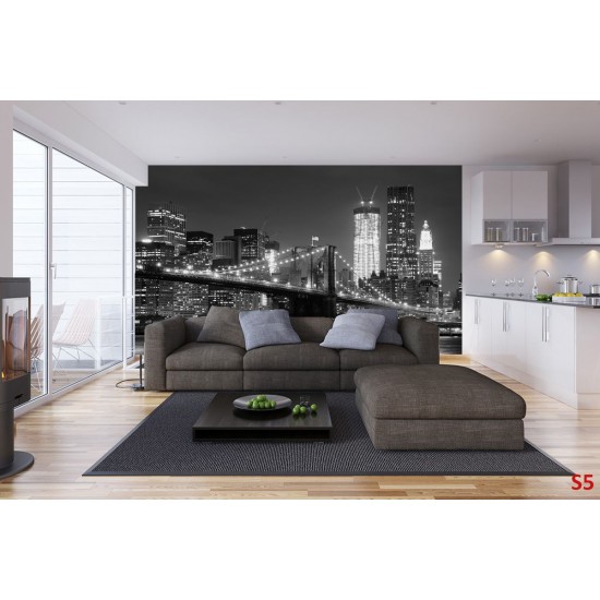 Photo murals night view with a bridge in Manhattan in 3 colors