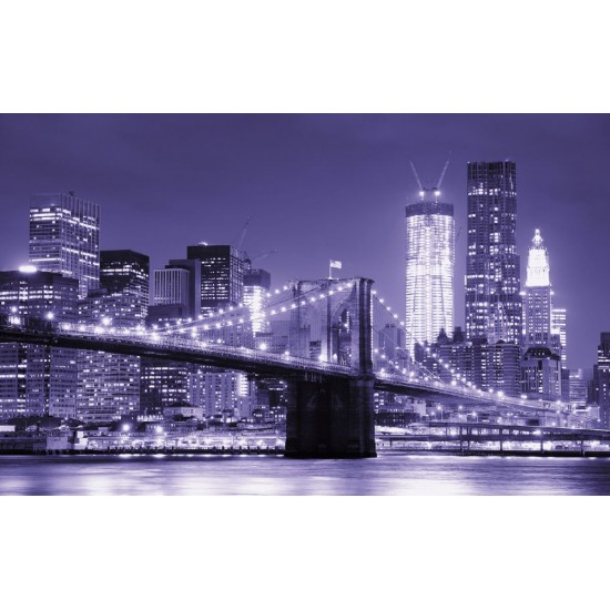 Photo murals night view with a bridge in Manhattan in 3 colors