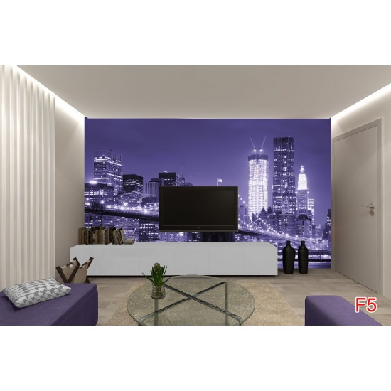 Photo murals night view with a bridge in Manhattan in 3 colors