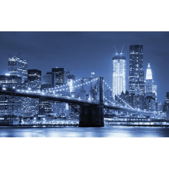Photo murals night view with a bridge in Manhattan in 3 colors