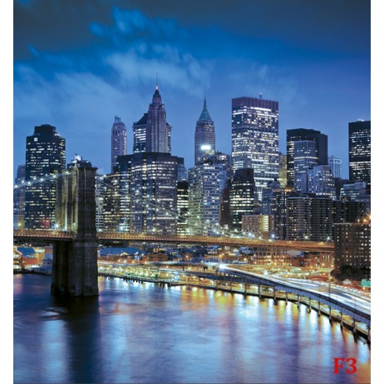 Wall decals Manhattan coast night view blue Wall decals Manhattan coast night view blue