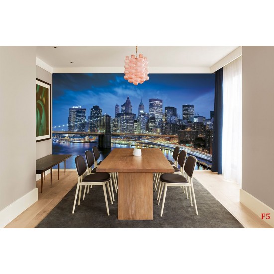 Wall decals Manhattan coast night view blue Wall decals Manhattan coast night view blue