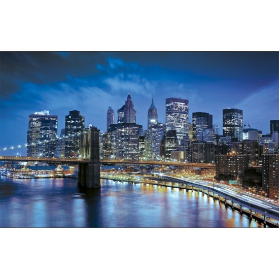 Wall decals Manhattan coast night view blue Wall decals Manhattan coast night view blue