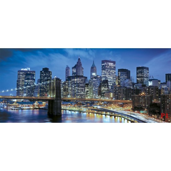 Wall decals Manhattan coast night view blue Wall decals Manhattan coast night view blue