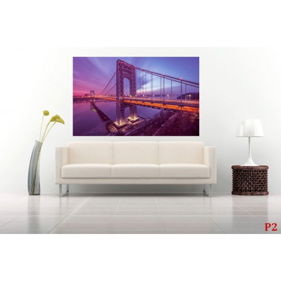 Wallpapers mural bridge in 2 colore night sky