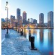 Photo mural city coast with a lamp on a blue background