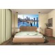 Photo mural city coast with a lamp on a blue background