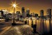 Photo mural coast view with buildings in yellow gamut