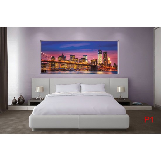 Wallpapers mural New York bridge colorful in 2 colors