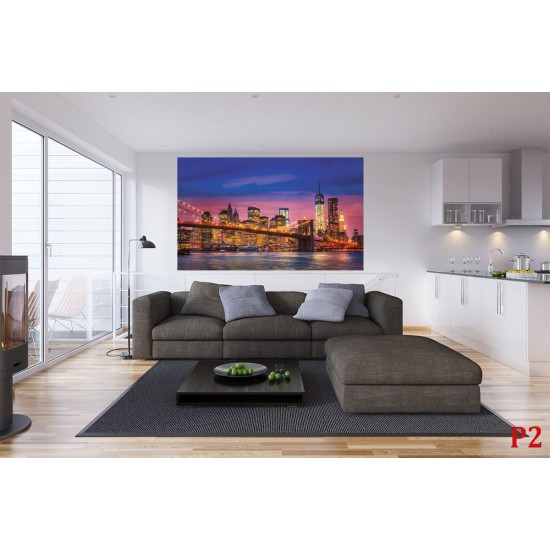 Wallpapers mural New York bridge colorful in 2 colors