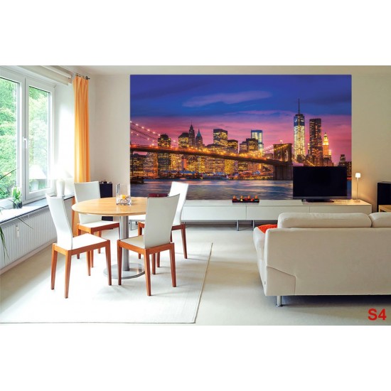 Wallpapers mural New York bridge colorful in 2 colors