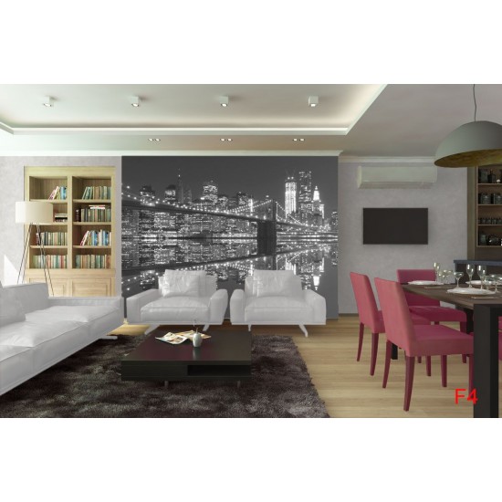Wallpapers mural Brooklyn Bridge mirror image in grey Wallpapers mural Brooklyn Bridge mirror image in grey