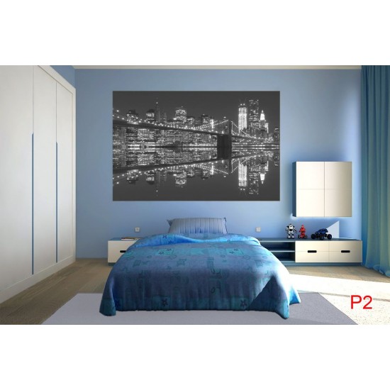 Wallpapers mural Brooklyn Bridge mirror image in grey Wallpapers mural Brooklyn Bridge mirror image in grey