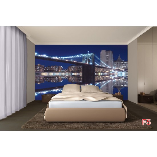Wallpapers mural Brooklyn Bridge mirror image in blue 2 Wallpapers mural Brooklyn Bridge mirror image in blue 2