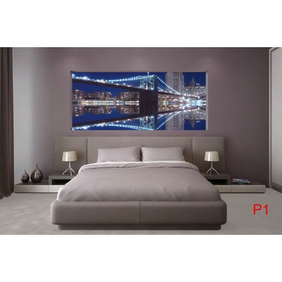 Wallpapers mural Brooklyn Bridge mirror image in blue 2 Wallpapers mural Brooklyn Bridge mirror image in blue 2