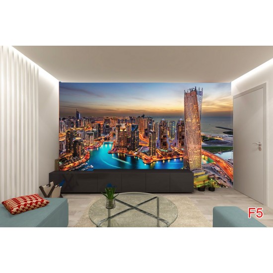 Photo mural beautiful night view of Dubai in 2 colours Photo mural beautiful night view of Dubai in 2 colours