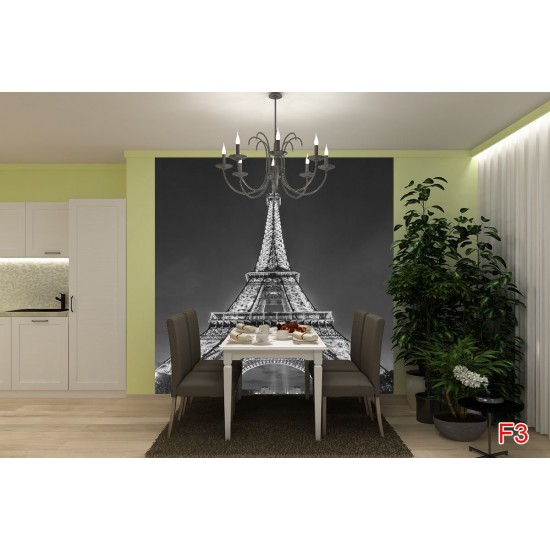 Wall murals highlighted Eiffel tower in grey Wall murals highlighted Eiffel tower in grey
