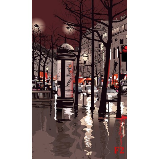 Wallpapers mural street in Paris in two color graphic Wallpapers mural street in Paris in two color graphic