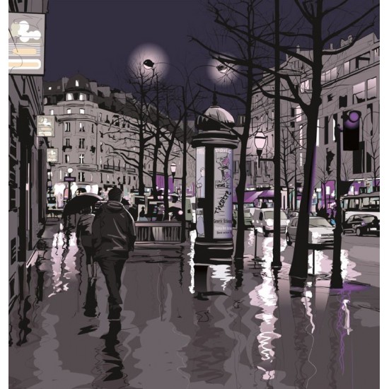 Wallpapers mural street in Paris in two color graphic Wallpapers mural street in Paris in two color graphic