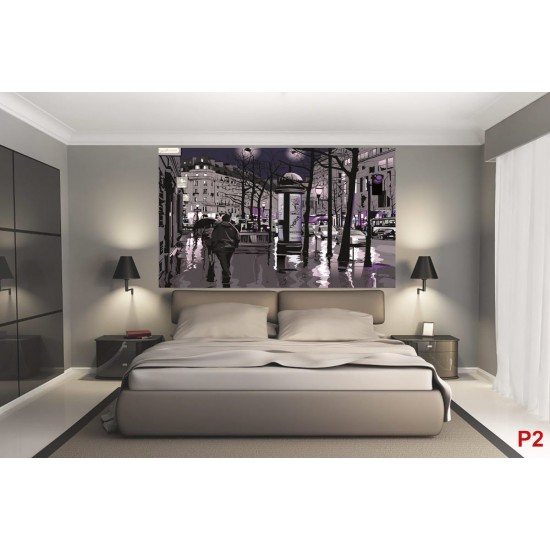 Wallpapers mural street in Paris in two color graphic Wallpapers mural street in Paris in two color graphic