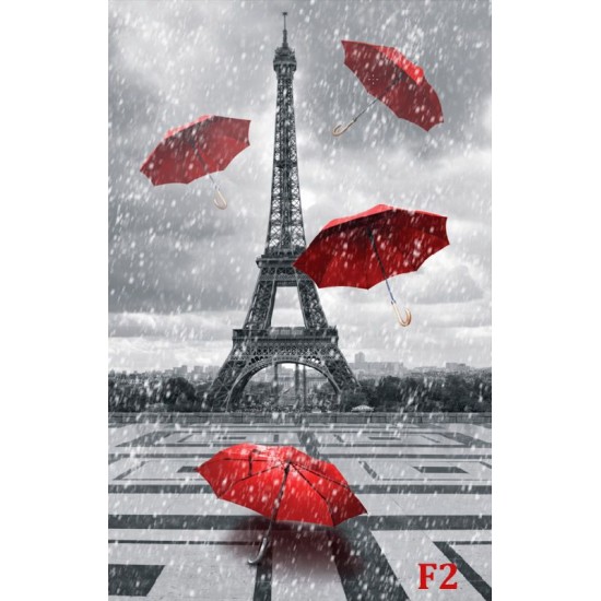 Wall murals Eiffel tower and red umbrellas Wall murals Eiffel tower and red umbrellas