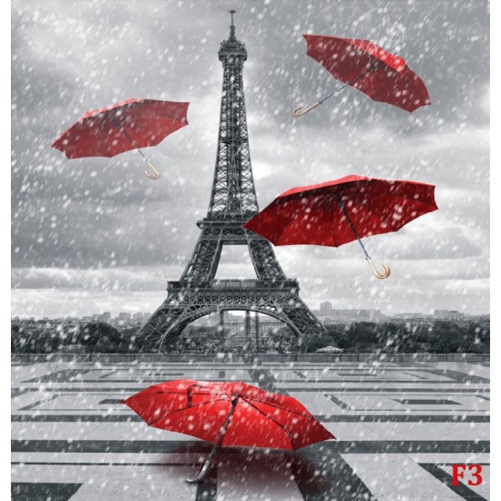 Wall murals Eiffel tower and red umbrellas Wall murals Eiffel tower and red umbrellas