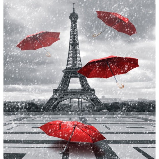 Wall murals Eiffel tower and red umbrellas Wall murals Eiffel tower and red umbrellas