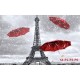 Wall murals Eiffel tower and red umbrellas Wall murals Eiffel tower and red umbrellas