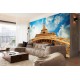 Wall murals Eiffel tower view from below background clouds Wall murals Eiffel tower view from below background clouds