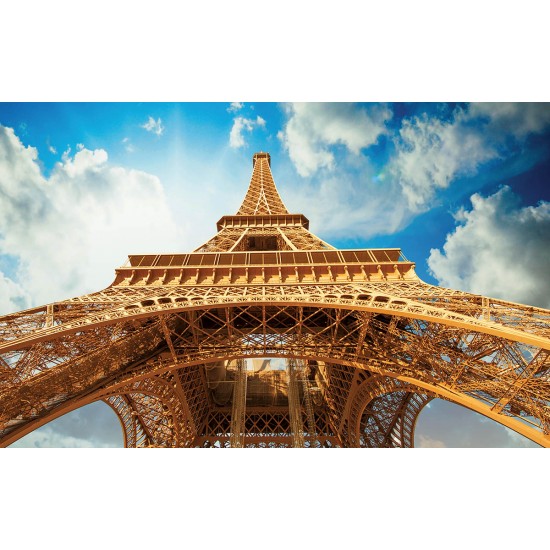 Wall murals Eiffel tower view from below background clouds Wall murals Eiffel tower view from below background clouds