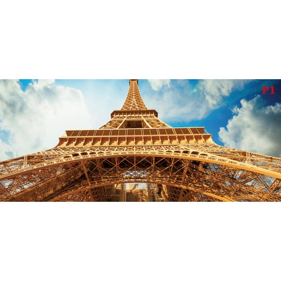 Wall murals Eiffel tower view from below background clouds Wall murals Eiffel tower view from below background clouds