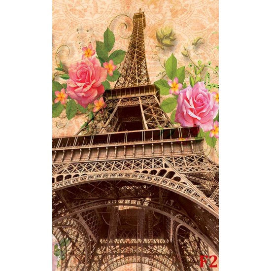 Wall murals vintage colorfull composition of Paris with roses in 2 variants Wall murals vintage colorfull composition of Paris with roses in 2 variants