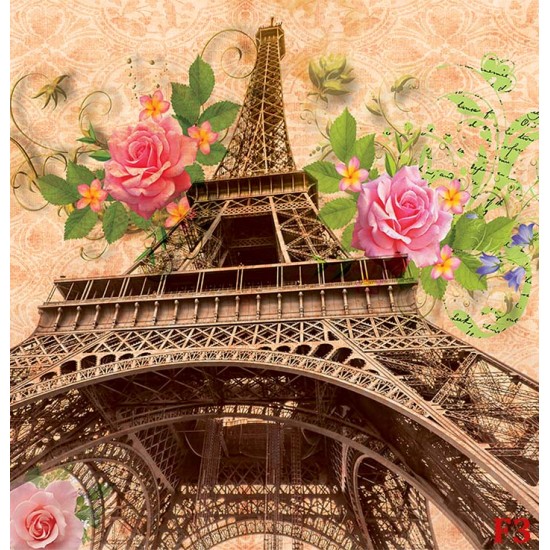 Wall murals vintage colorfull composition of Paris with roses in 2 variants Wall murals vintage colorfull composition of Paris with roses in 2 variants