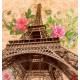 Wall murals vintage colorfull composition of Paris with roses in 2 variants Wall murals vintage colorfull composition of Paris with roses in 2 variants