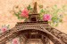 Wall murals vintage colorfull composition of Paris with roses in 2 variants