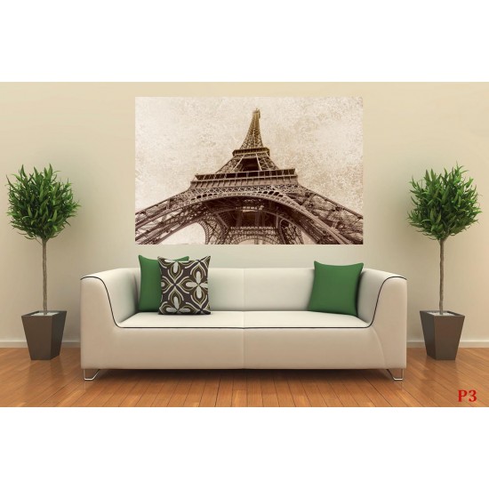 Wall murals the Eiffel Tower background beige plaster