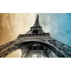 Wall murals Eiffel tower on two-color plaster background in 2 variants