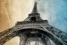 Wall murals Eiffel tower on two-color plaster background in 2 variants