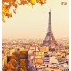 Wall murals panoramic view of Paris and the Eiffel tower leaves Wall murals panoramic view of Paris and the Eiffel tower leaves