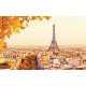 Wall murals panoramic view of Paris and the Eiffel tower leaves Wall murals panoramic view of Paris and the Eiffel tower leaves