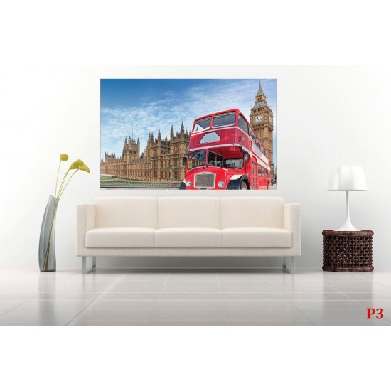 Wallpapers mural London red bus and Big Ben