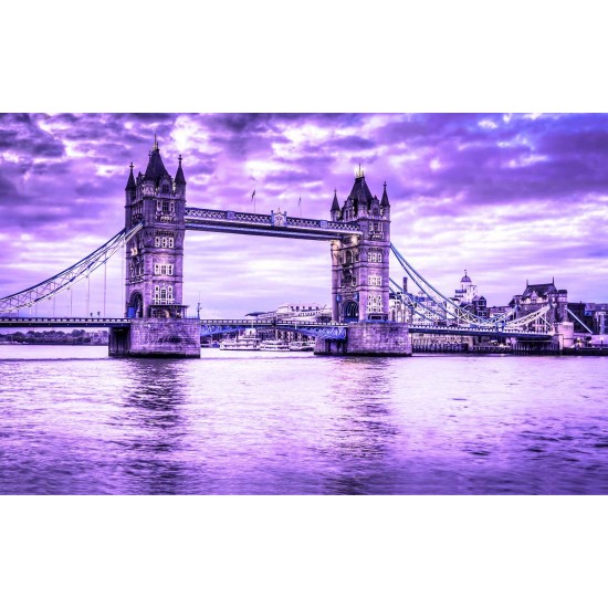 Photo mural the Tower bridge London in turquoise and purple color
