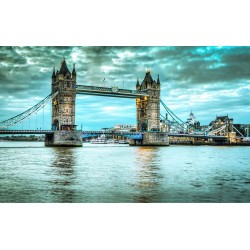 Photo mural the Tower bridge London in turquoise and purple color
